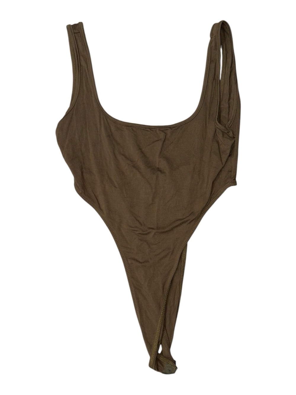 334. SHEIN Women’s Y2K Festival High-Cut Scoop Neck Bodysuit - Olive Size M NWT